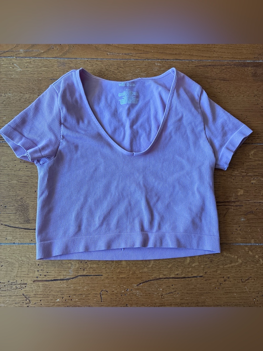 wild fable Lavender Ribbed V-Neck Crop Top